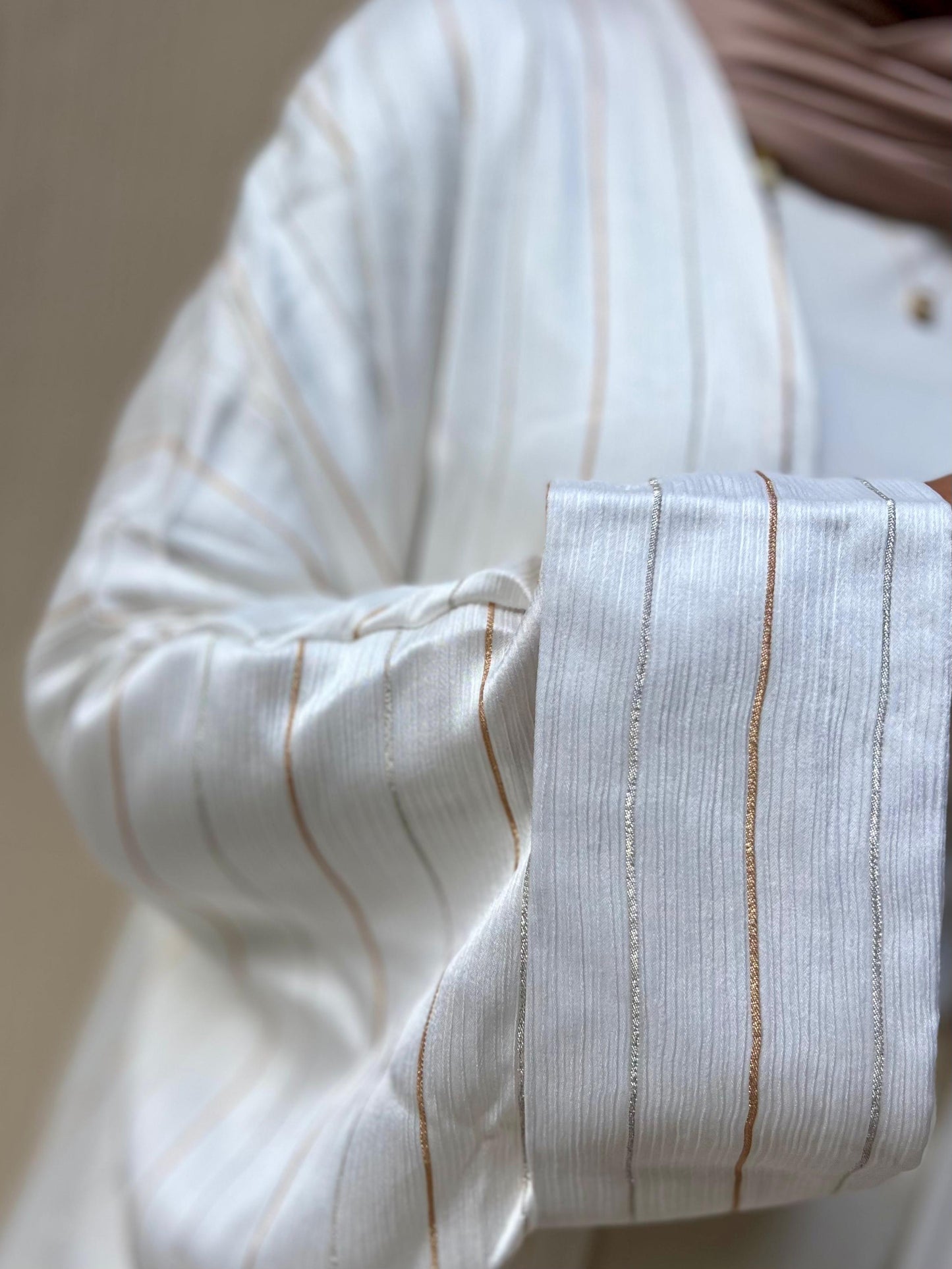 Off-white stripped Abaya