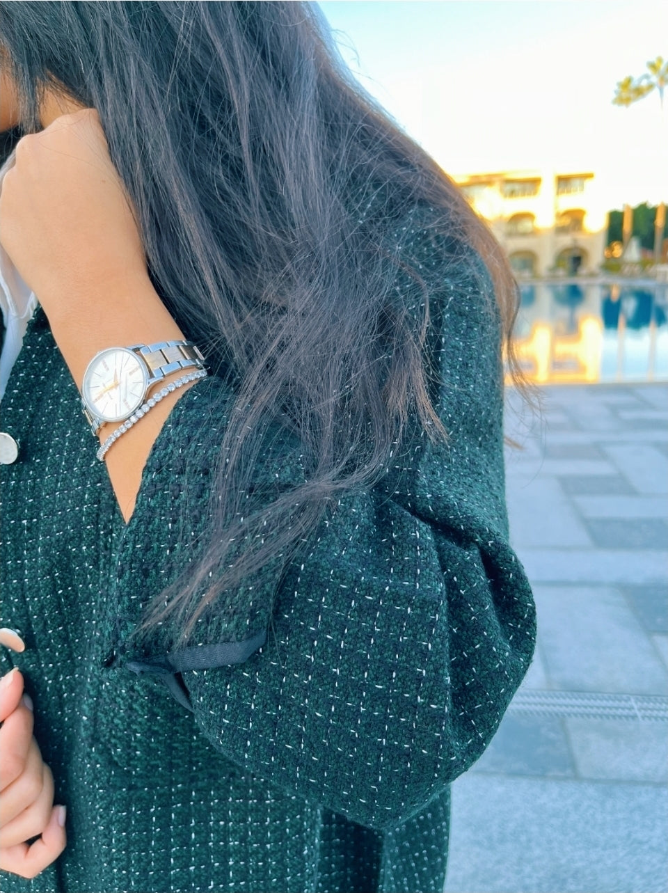 Tweed textured jacket - Green