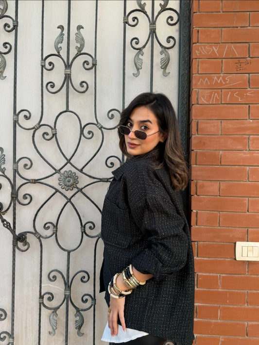 Tweed textured jacket - Green