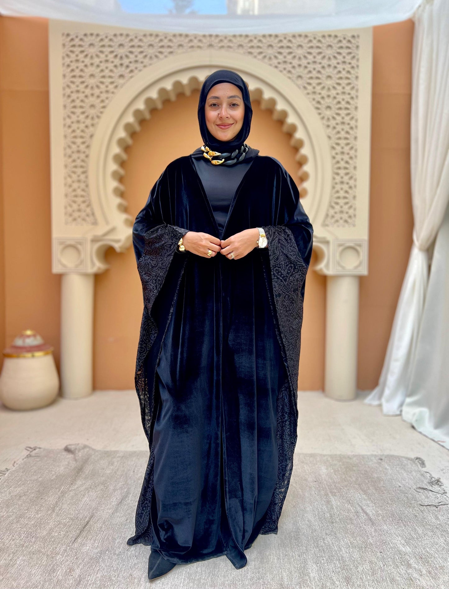 Velvet Flowy Butterfly Abaya