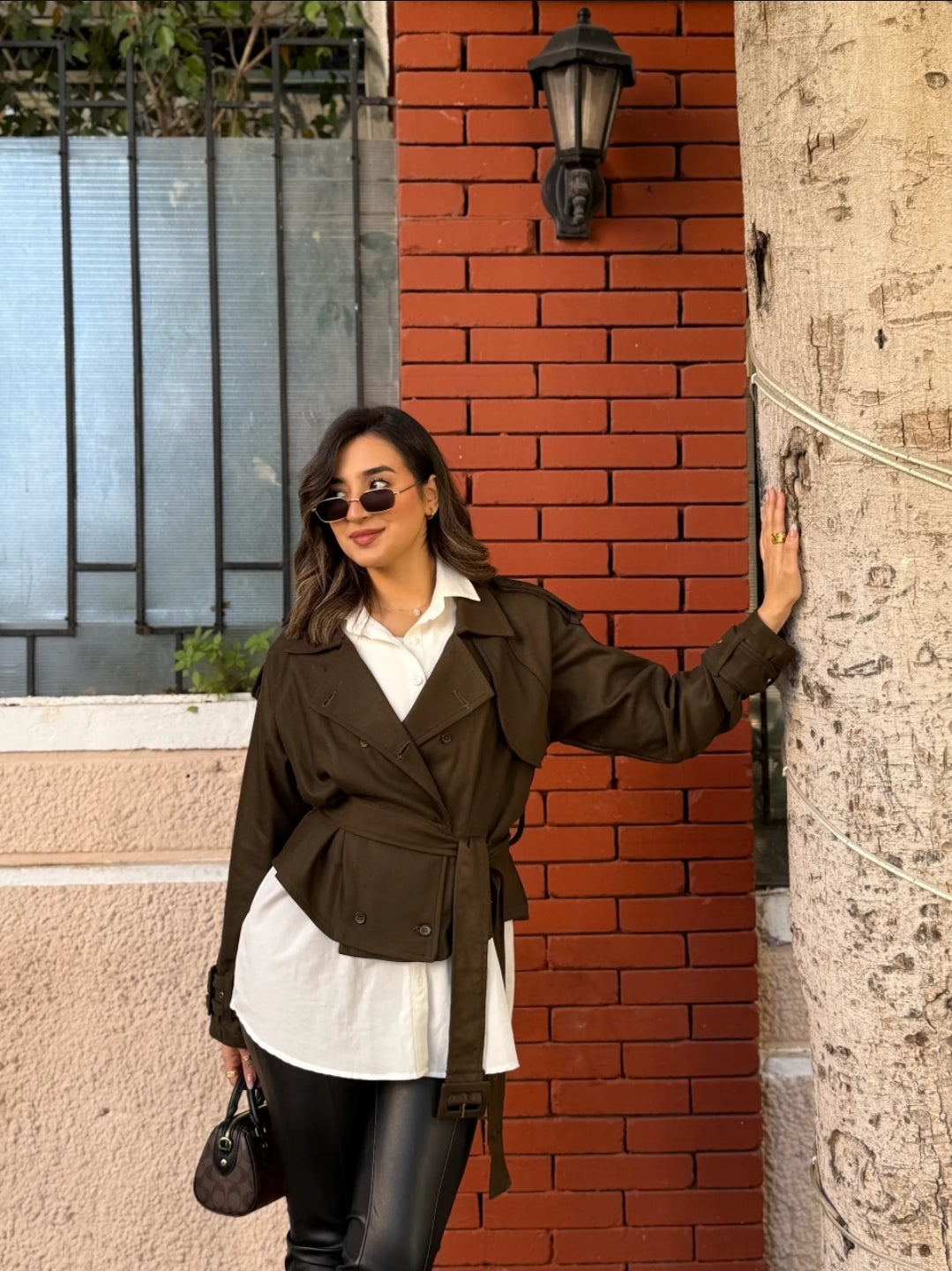 All olive trench jacket