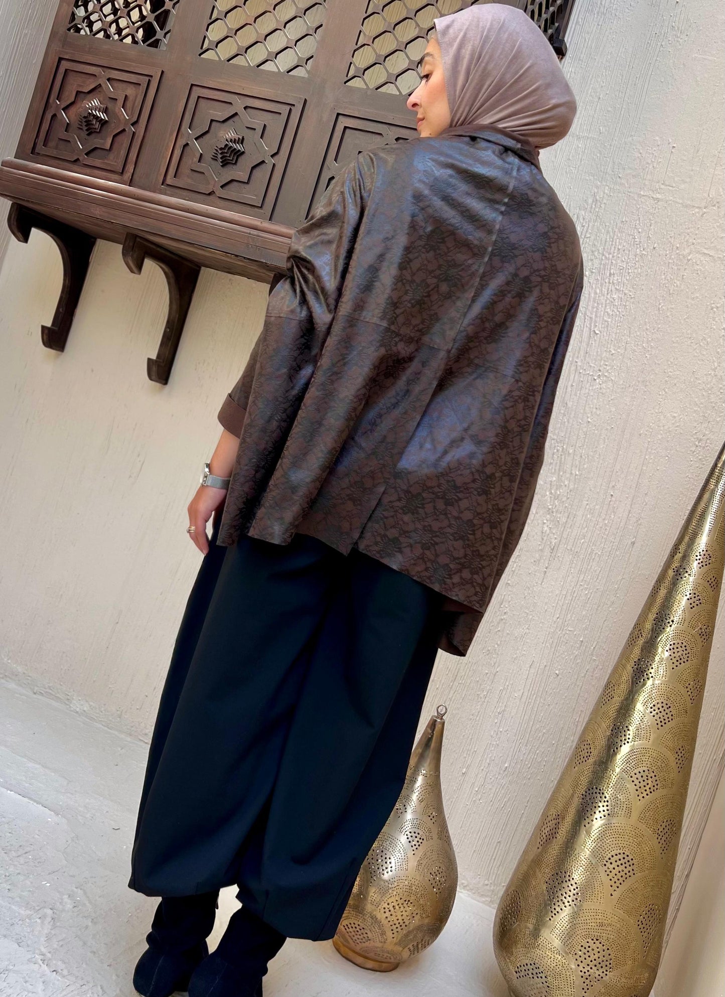 Leather brown cape/ jacket