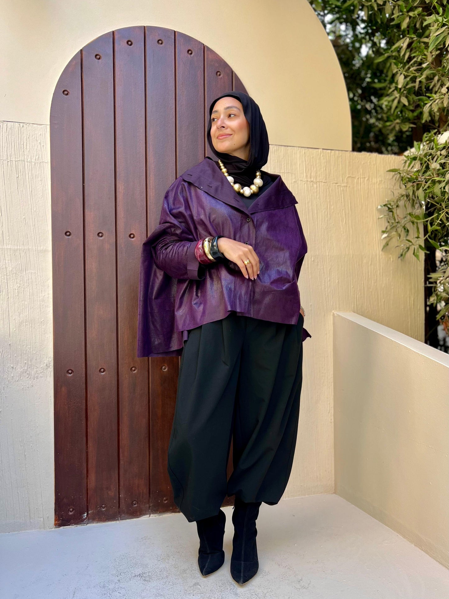 Purple leather cape/ jacket